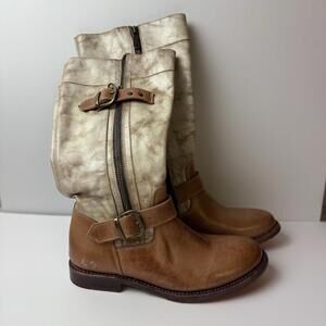 Bed Stu Gogo Lug Sole Mid-Calf Boots Buckle Leather Women's Sz 8 MSRP $345